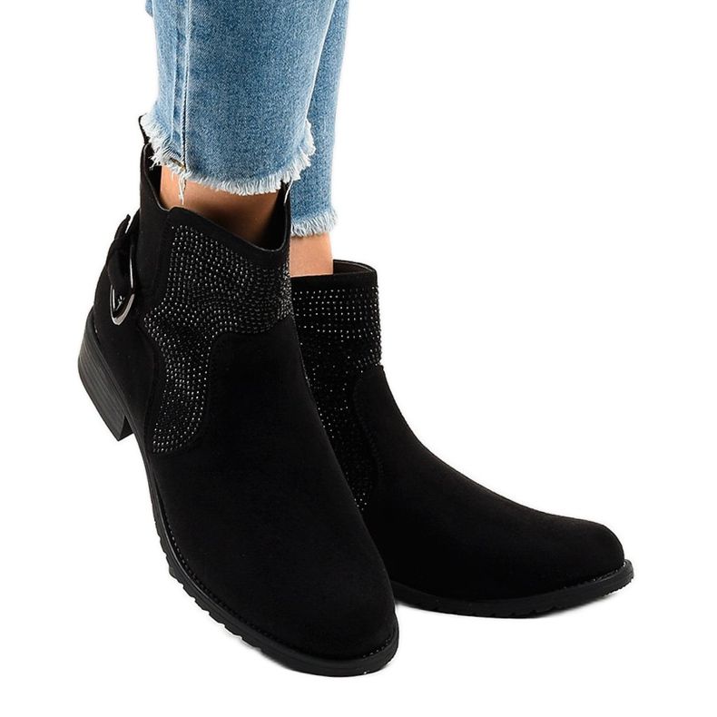 Bottines en daim noir à clous CZ220 le noir 1