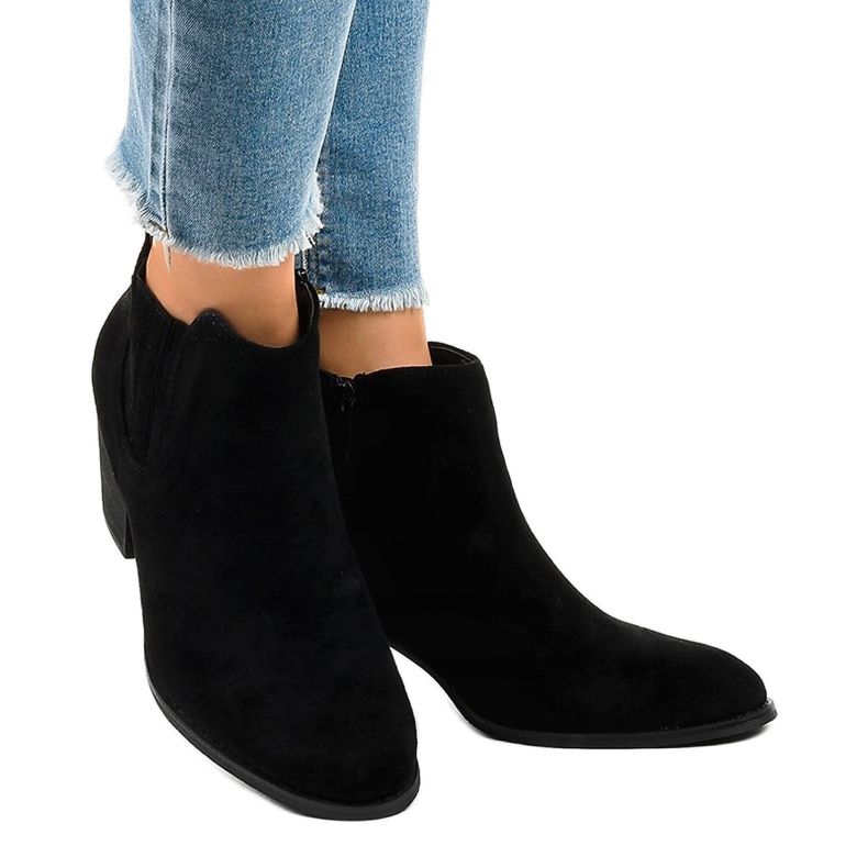 Bottines en daim noir sur le poteau SA-3338 le noir 1