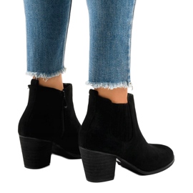 Bottines en daim noir sur le poteau SA-3338 le noir 3