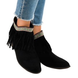 Bottines slip-on en daim noir à franges 99-136 le noir 1