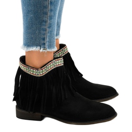 Bottines slip-on en daim noir à franges 99-136 le noir 2