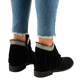 Bottines slip-on en daim noir à franges 99-136 le noir 3