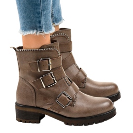 Boots femme vertes sur semelle massive C569 2
