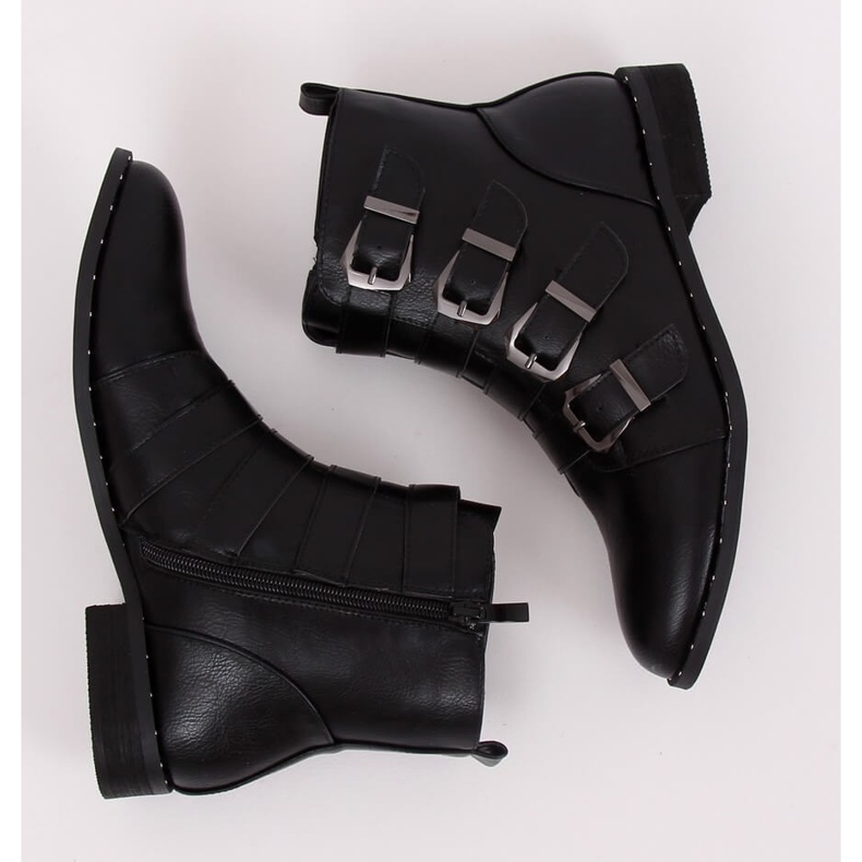 Bottes noires à boucles, noires 688-57 Noir le noir 1