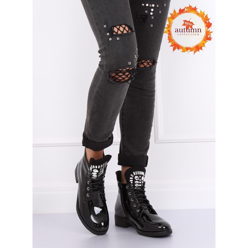 Boots femme laquées noires NC866 Noir le noir 1
