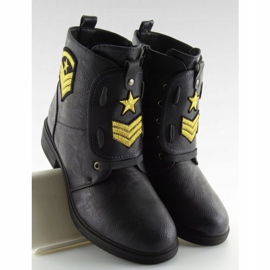 Black H-4 Bottes de travail noires avec patchs le noir 2