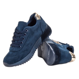 SHELOVET Baskets en daim bleu marine 1