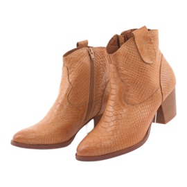 Bottines non isolées femme Anabelle 1466 Crocodile camel brun 3
