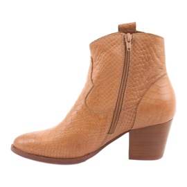 Bottines non isolées femme Anabelle 1466 Crocodile camel brun 2