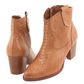 Bottines non isolées femme Anabelle 1466 Crocodile camel brun 4