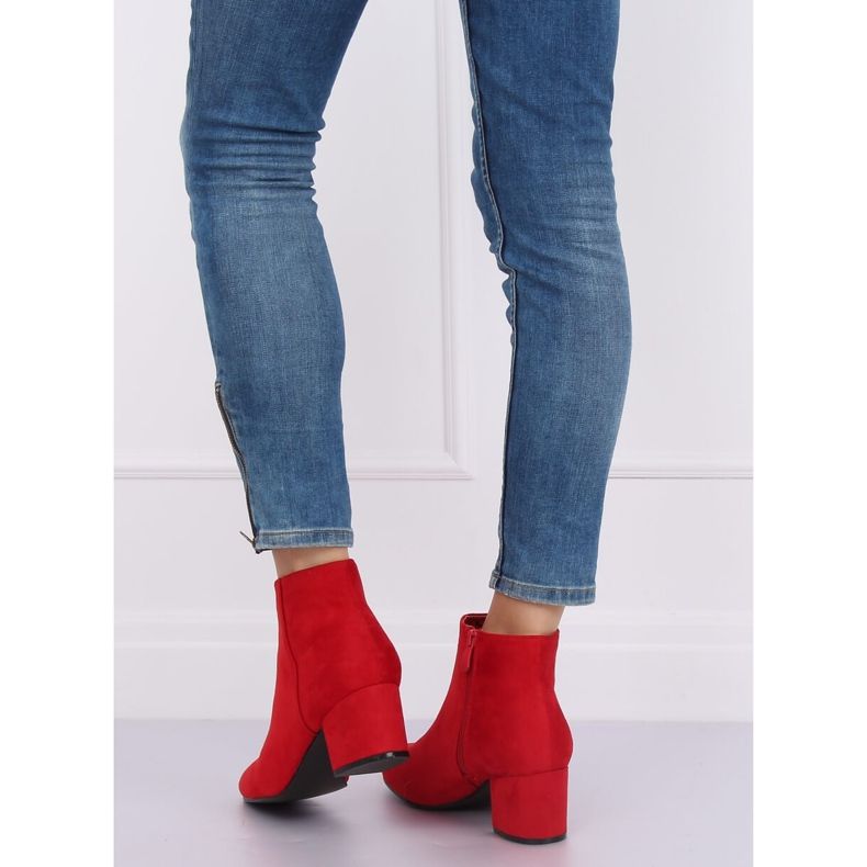 Bottines rouges à talons bas YQ216P Rouge 2