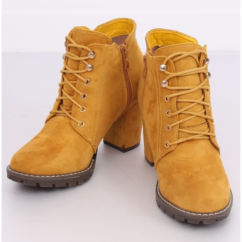 Bottines à talons miel 995-30 Jaune 1