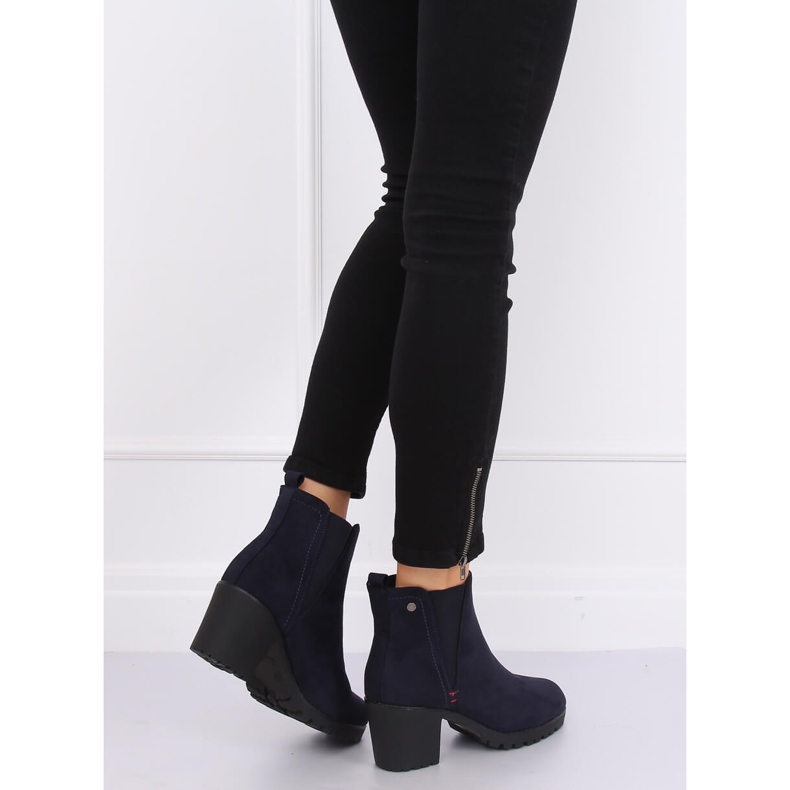 Bottines marine à talons larges W373 Bleu bleu marine 2