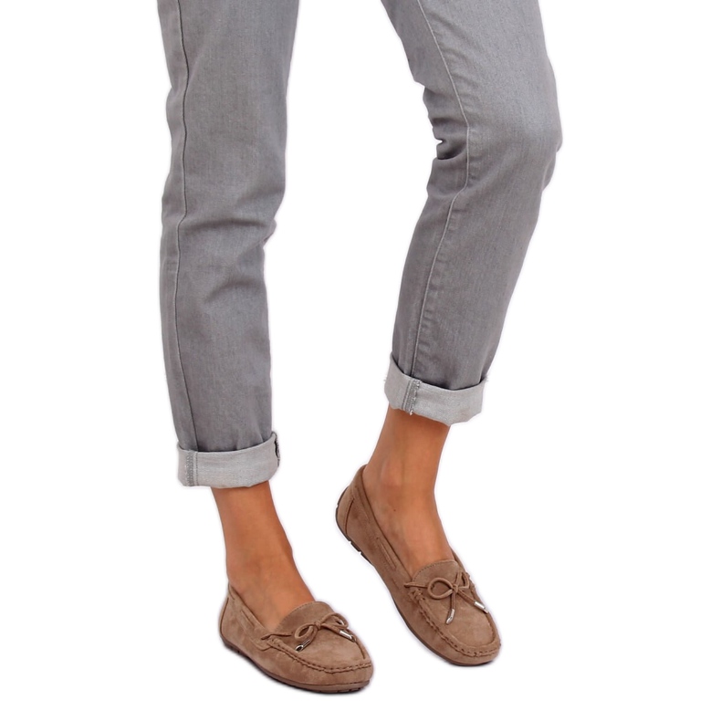 Mocassins femme beiges R812 Kaki brun multicolore 2