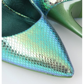 Escarpins à talon aiguille holographique bleu et vert NF-52 Blue 2
