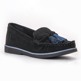 Filippo Mocassins En Cuir À Franges noir 1