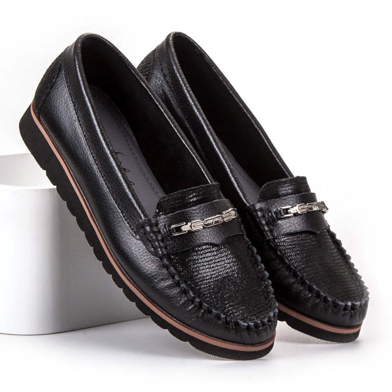 Filippo Mocassins en cuir confortables noir 1
