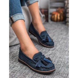 Filippo Mocassins En Cuir À Franges bleu 2