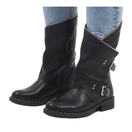 Boots noires à clous JLA06 le noir 1