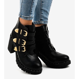 Bottines noires à boucles D37-7 le noir 2
