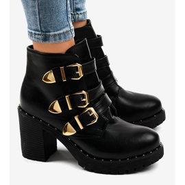 Bottines noires à boucles D37-7 le noir 3