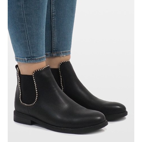 Bottes isolées noires avec une bande élastique 1003-PA 1