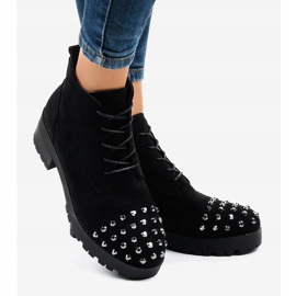 Bottines noires à lacets et clous 2017-10 le noir 1