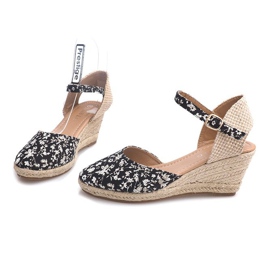 Sandales Compensées 50427 Beige le noir multicolore 2