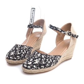 Sandales Compensées 50427 Beige le noir multicolore 3