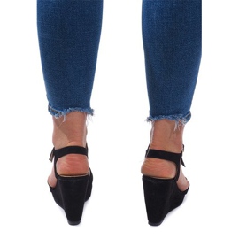 Sandales Compensées C-012 Noir 1