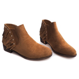 Bottines Boho Ajourées Fringe 3576 Camel brun 1