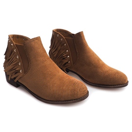 Bottines Boho Ajourées Fringe 3576 Camel brun 2