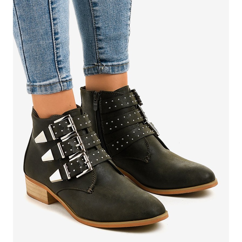 Bottes vertes avec boucle de fermeture à glissière A-263 1