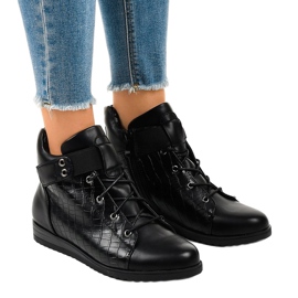 Baskets noires avec une fermeture éclair X1598-1 le noir 1