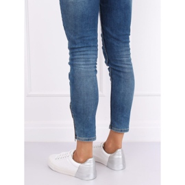 Baskets femme blanches et argentées A88-29 W-SILVER gris 1 Baskets femme blanches et argentées A88-29 W-SILVER gris 1