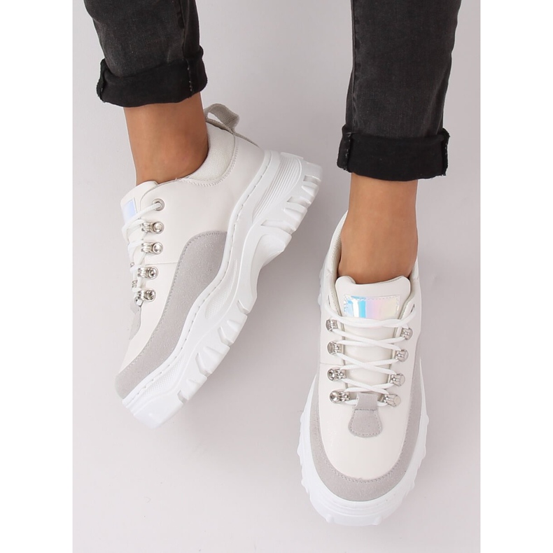 Chaussures à semelles hautes, blanches et grises PF5329 Gris 1 Chaussures à semelles hautes, blanches et grises PF5329 Gris 1