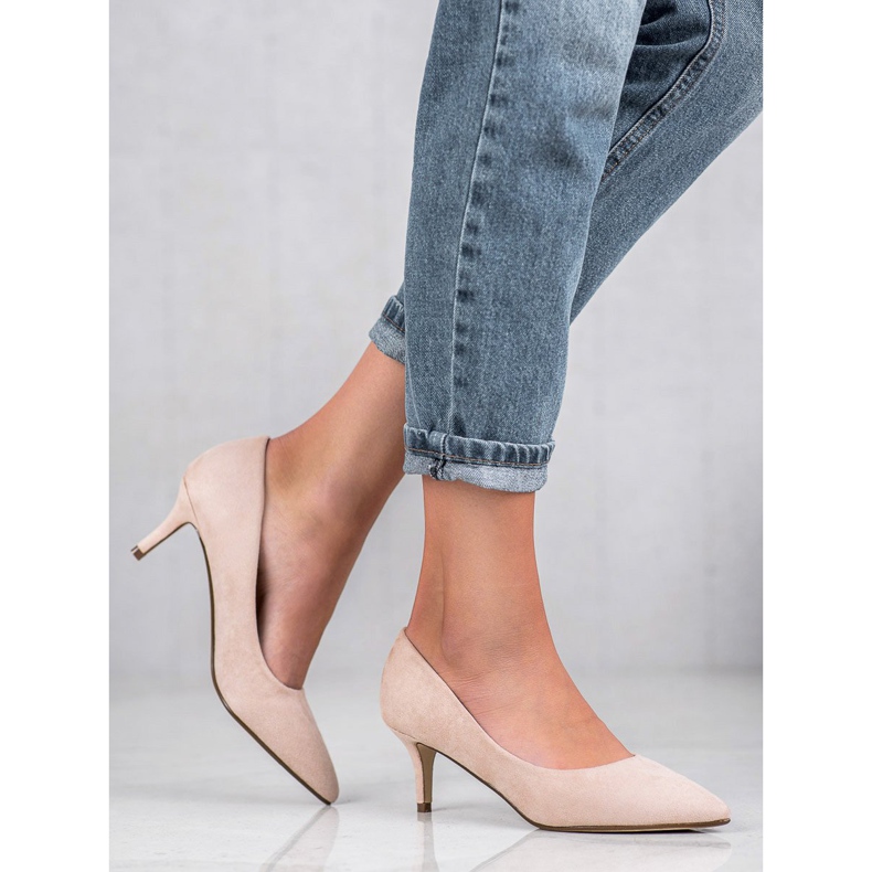 Ideal Shoes Escarpins confortables sur une épingle brun 2