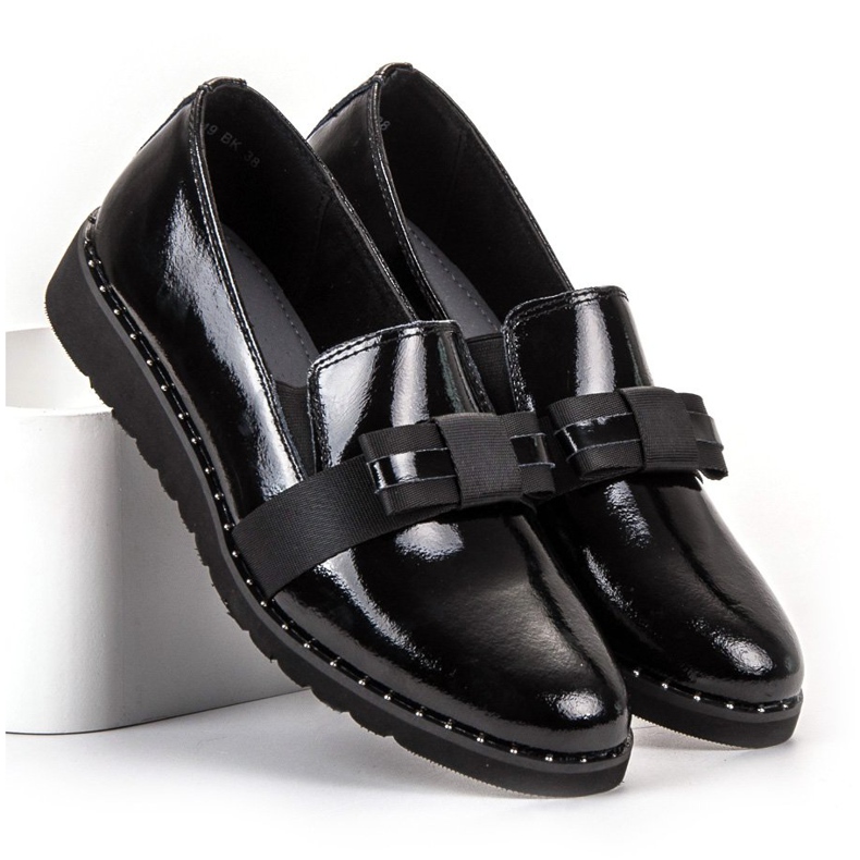 Filippo Chaussures à enfiler en cuir noir 1