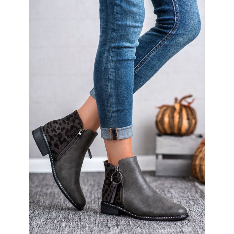 Filippo Bottes élégantes avec une fermeture éclair gris 1