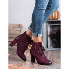 Vinceza Bottines en daim bordeaux rouge 3