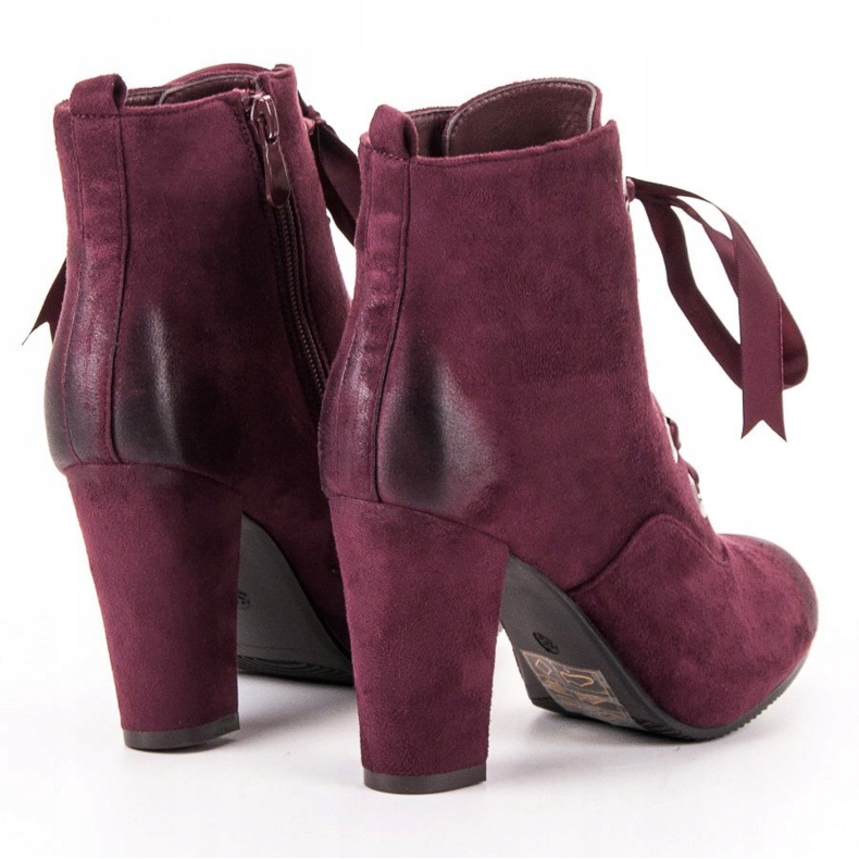 Vinceza Bottines en daim bordeaux rouge 2