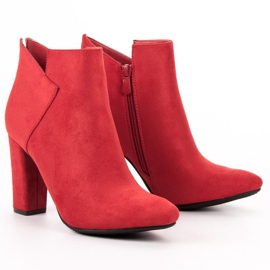 Vinceza Bottines sexy en daim rouge 2