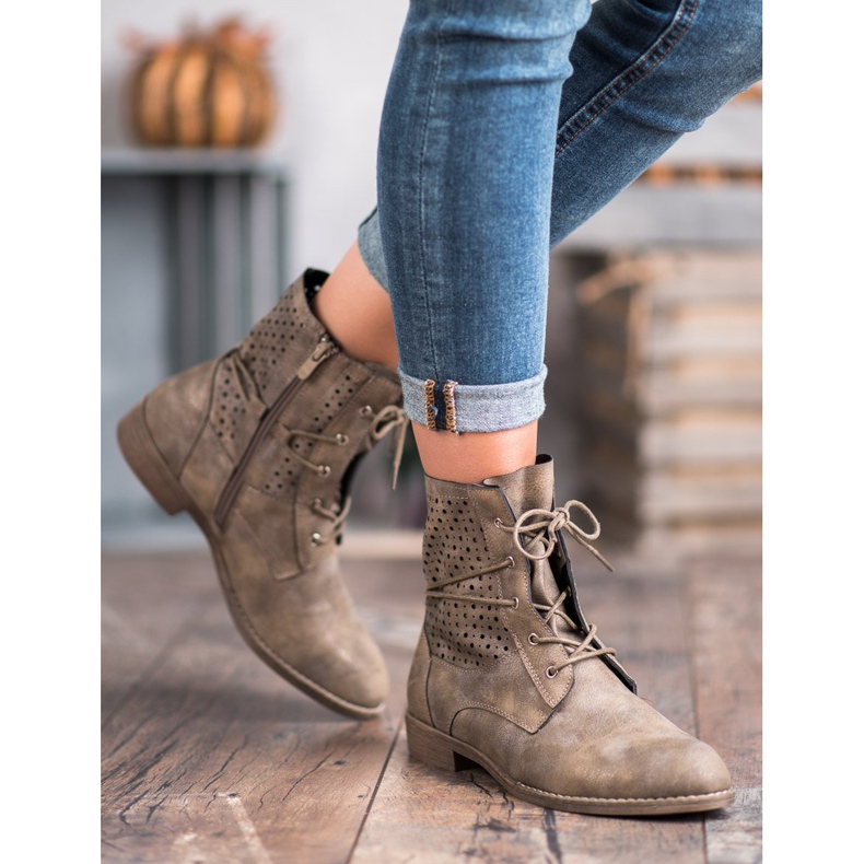 Groto Gogo Bottes nouées à la mode vert 1