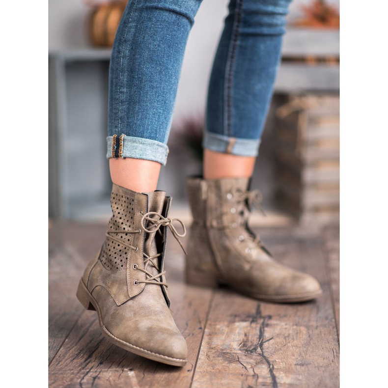 Groto Gogo Bottes nouées à la mode vert 2