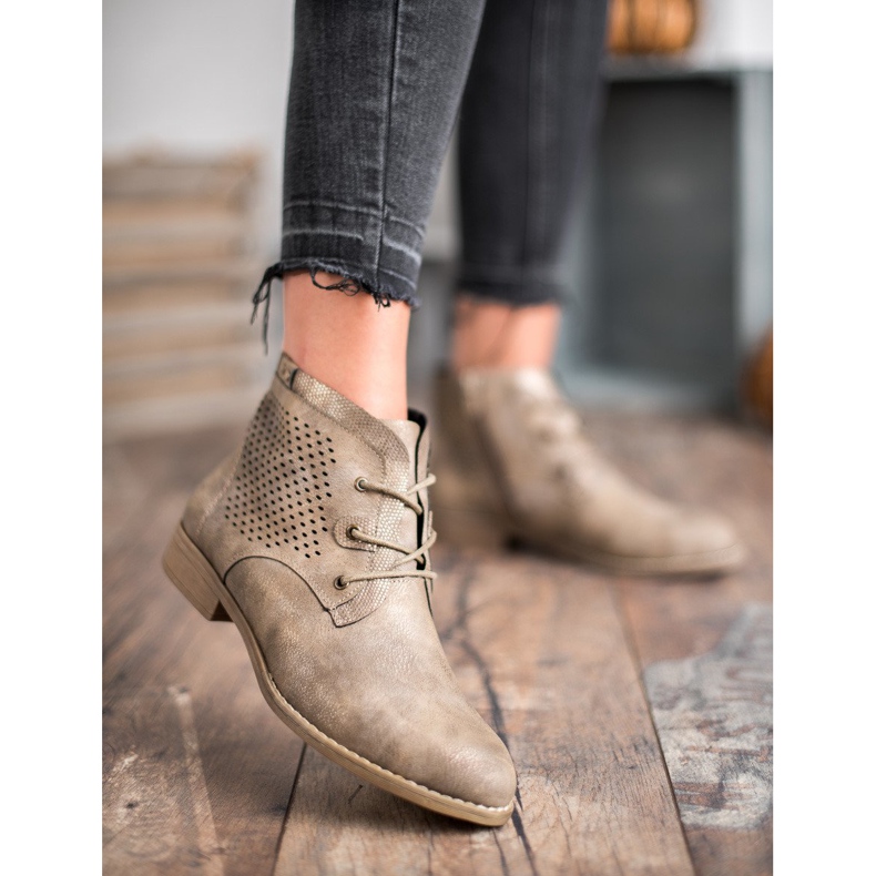 Groto Gogo Bottines ajourées kaki multicolore vert 1