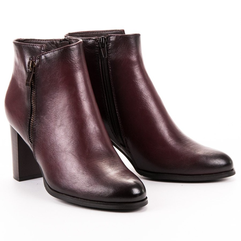 W. Potocki Bottines à talons bordeaux rouge 1