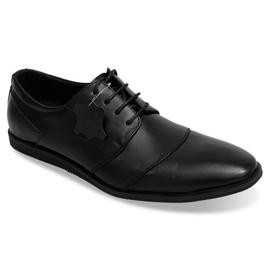 Chaussures en cuir à lacets LJ41 Noir le noir 1