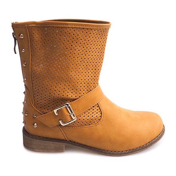 Boots ajourées avec fermeture éclair TLT1302 Camel brun 2