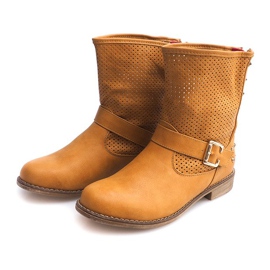 Boots ajourées avec fermeture éclair TLT1302 Camel brun 4