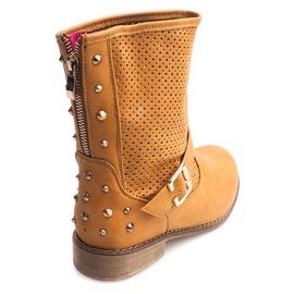 Boots ajourées avec fermeture éclair TLT1302 Camel brun 3
